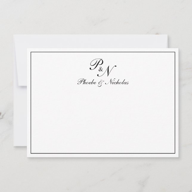 Black and White Classic Elegant Wedding Thank You Card (Front)