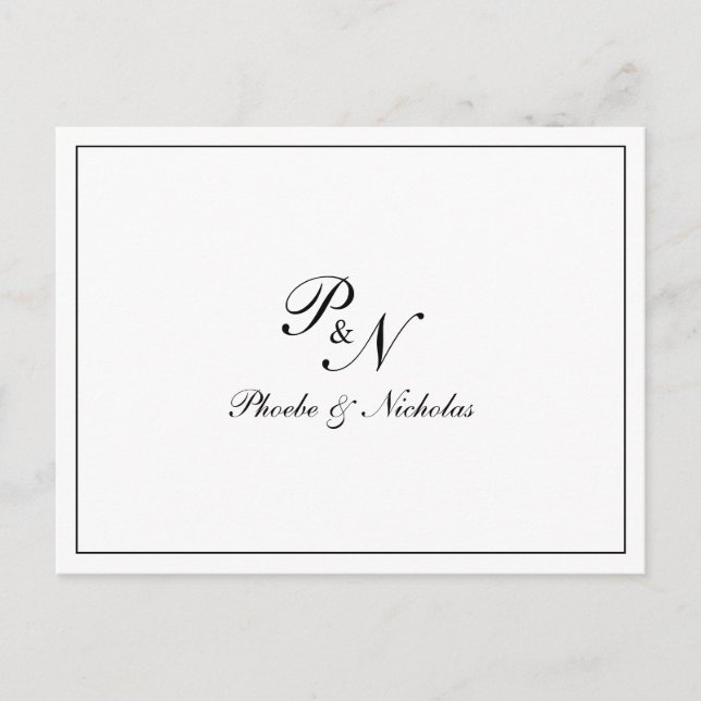 Black and White Classic Elegant Wedding Thank You Postcard (Front)