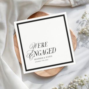 Black and White Classic Formal We're Engaged Napkins