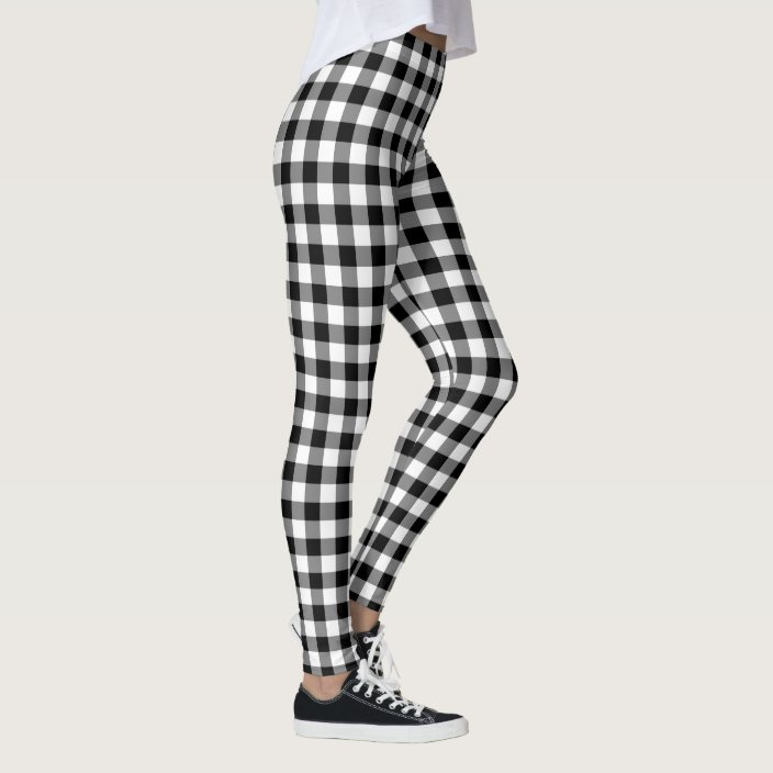 Black And White Classic Gingham Checks Pattern Leggings | Zazzle.com
