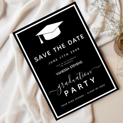 Black And White Classic Graduation Save the Date Invitation