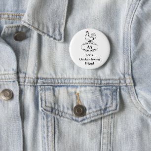 Black and White Classic Hen on a Monogram Egg Button