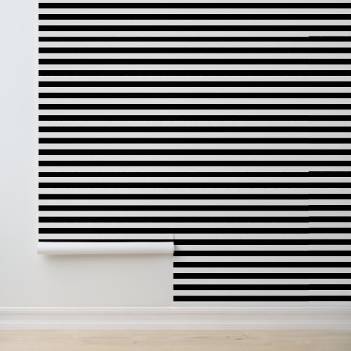 Black and White Classic Horizontal Stripes Wallpaper