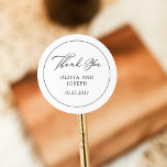 Black and White | Classic Italian Elegance Wedding Classic Round Sticker<br><div class="desc">These simple and elegant,  black and white wedding favor stickers feature classic,  old-world style with romantic calligraphy that says "thank you". Set the tone for your luxe,  sophisticated Italy inspired wedding with this classy,  minimalist design.</div>