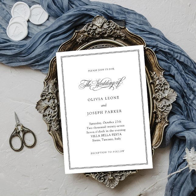 Black and White | Classic Italian Elegance Wedding Invitation (Creator Uploaded)