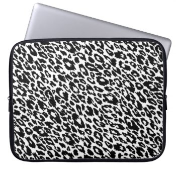Black And White Classic Leopard Laptop Sleeve by OrganicSaturation at Zazzle