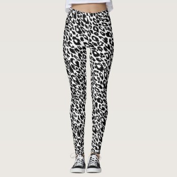 Black And White Classic Leopard Leggings by OrganicSaturation at Zazzle
