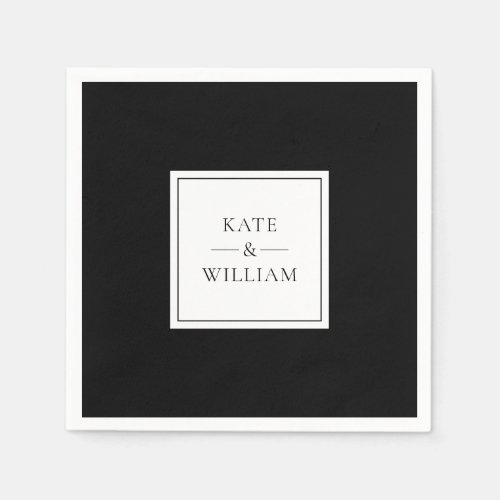 Black And White Classic Modern Wedding Napkins