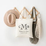 Black and White Classic Monogram Wedding Favor Tote Bag<br><div class="desc">Bold graphic traditional preppy monogram design with your custom bride and groom wedding monogram initials or your personal 3 letter monogram. Perfect for wedding favor tote bags or a personalized bridesmaid gift. Add your names and wedding date as a keepsake reminder for guests of your special day! Click the "Customize...</div>