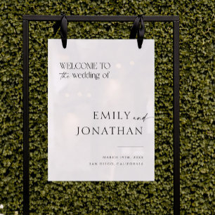 Black and White Classic Old Money Wedding Welcome Acrylic Sign