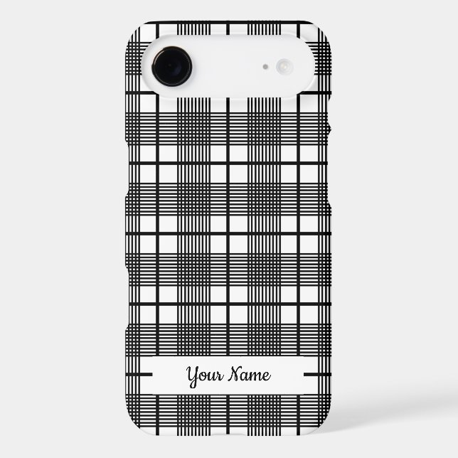 Black and White Classic Plaid Pattern Editable Case-Mate iPhone Case (Back)