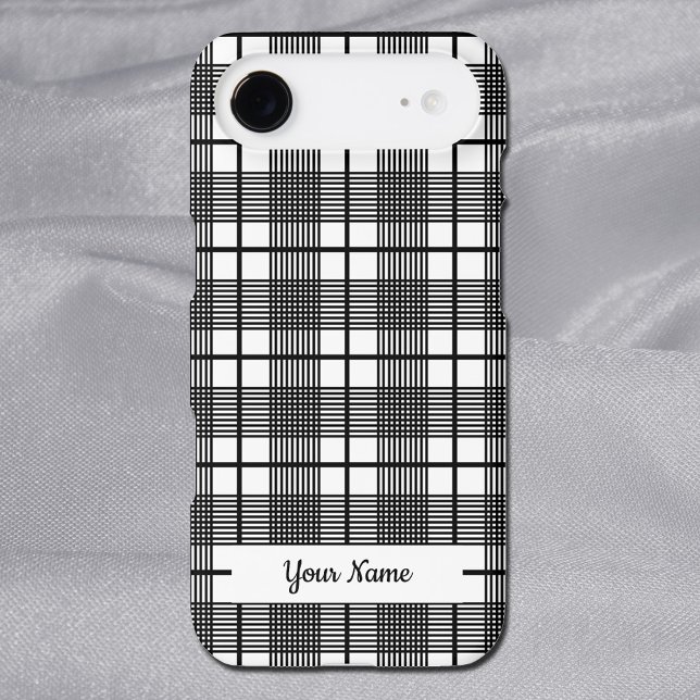 Black and White Classic Plaid Pattern Editable Case-Mate iPhone Case (Creator Uploaded)
