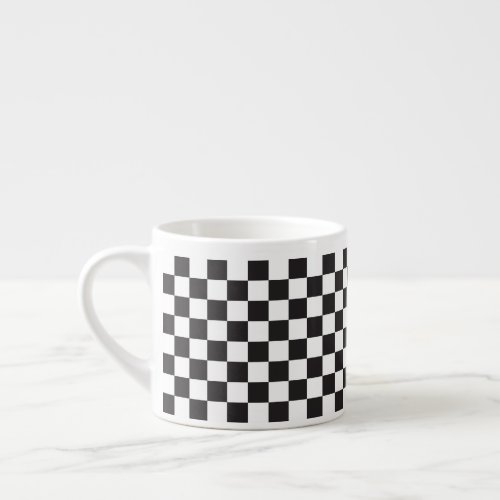 Black And White Classic Retro Checkered Pattern Espresso Cup