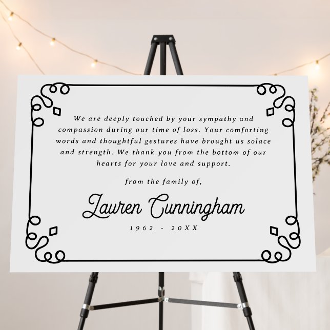 Black and White Classic Simple Frame Funeral Foam Board (In Situ (Stand))