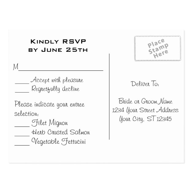 Black And White Classic Simple Wedding RSVP Postcard