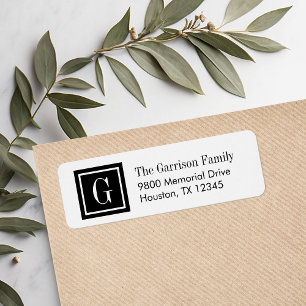 Black and White Classic Square Monogram Label