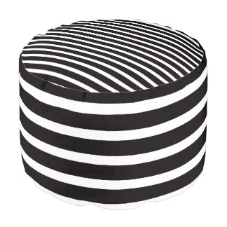 Black and White Classic Stripes Pouf