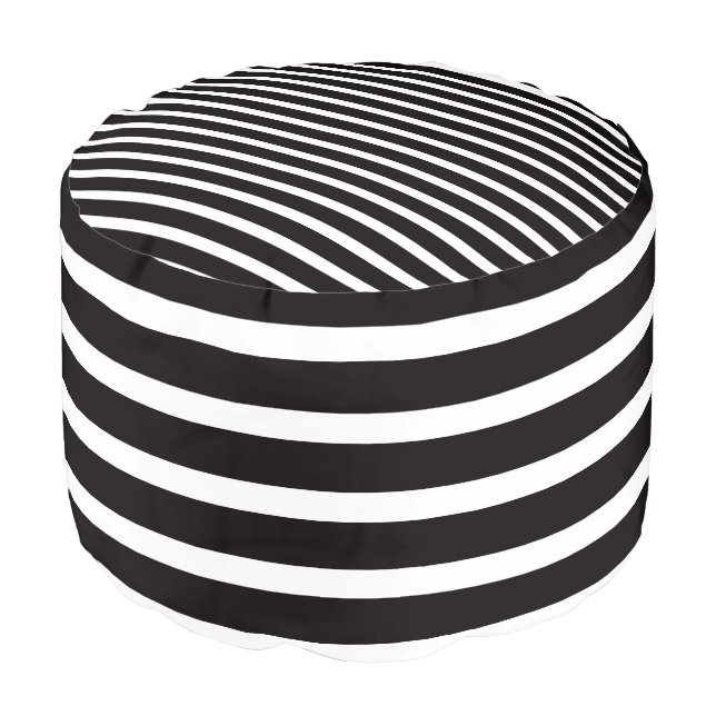 Black and White Classic Stripes Pouf (Angled Front)