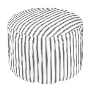 Black and White Classic Ticking Stripes Pouf