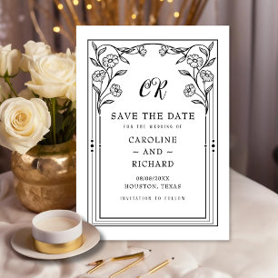 Black and White Classic Vintage Monogram Save The Date