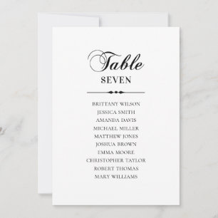 Black and white classic wedding seating chart invitation