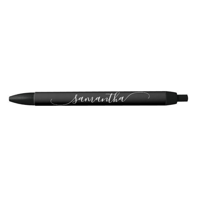 Black and White Classy Curved Swash Signature Name Pen (Front)