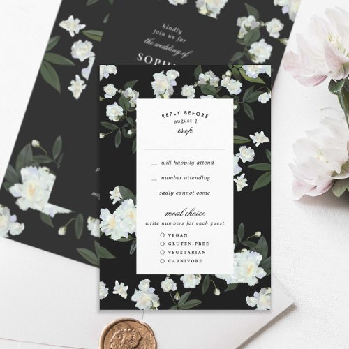 Black and White Climbing Roses RSVP Card