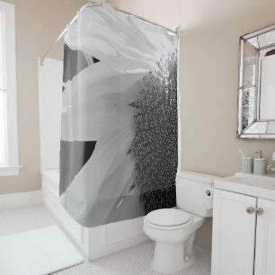 Black and White Close Up of Sunflower Shower Curtain