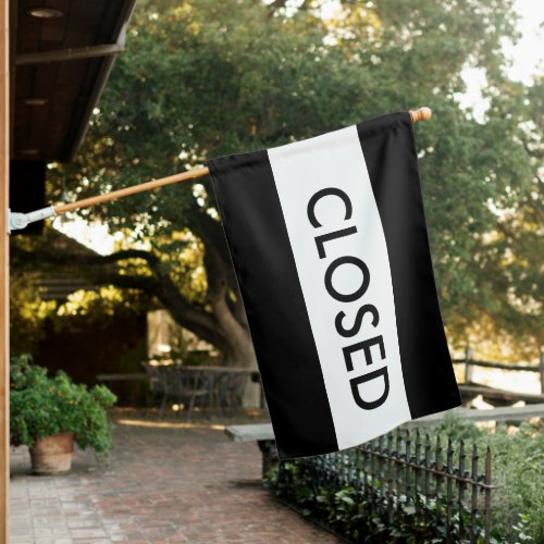 Black and White Closed Sign for Business Flag