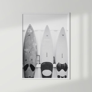 Black and White Coastal Surf Boards Poster