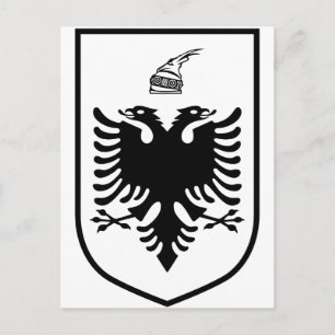 Black and White Coat of Arms of Albania Postcard