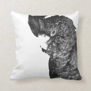 Black and white cockatoo animal portrait throw pillow