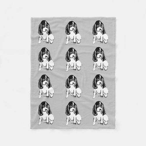 Black and White Cocker Spaniels Grey Fleece Blanket