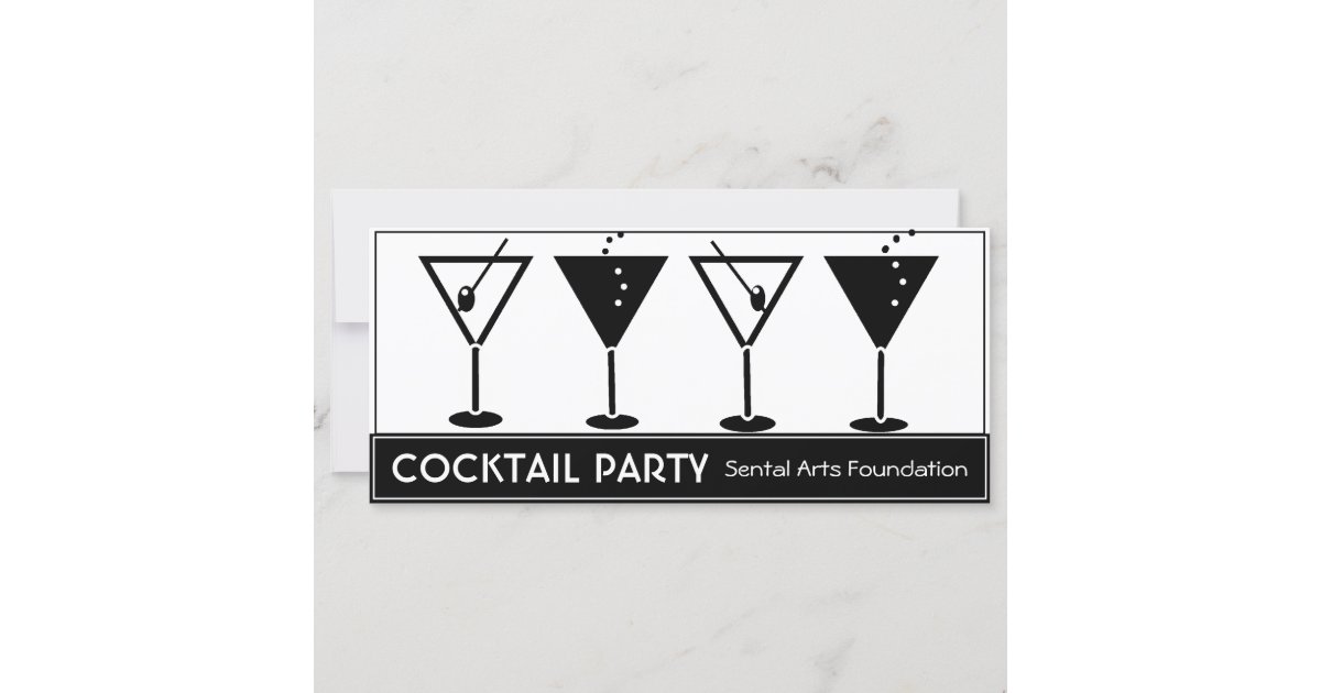 Black and White Cocktail Party Invitation | Zazzle