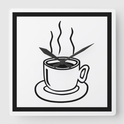 Black and White Coffee cup Fine Art Square Wall Clock