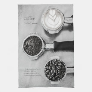 Black And White Coffee Kitchen Towel