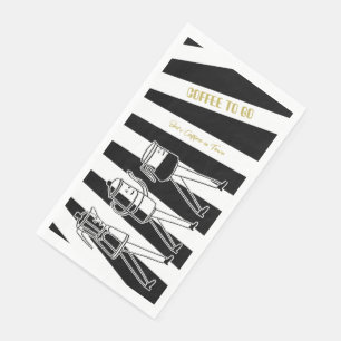 Black and White Coffee Makers Striped Coffee Paper Guest Towels