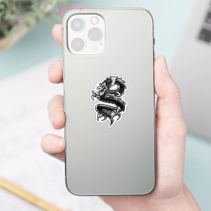 Black and White Coiled Dragon Sticker