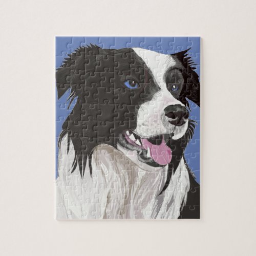 black and white collie blue eyes jigsaw puzzle