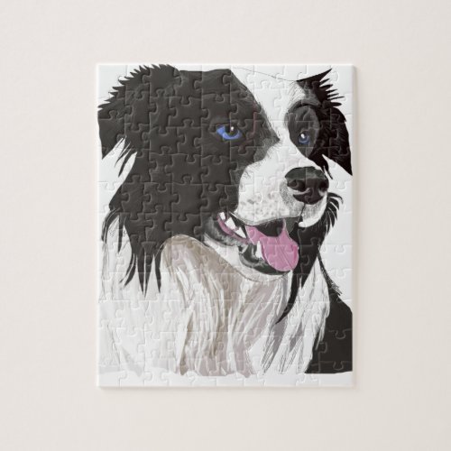 black and white collie blue eyes jigsaw puzzle