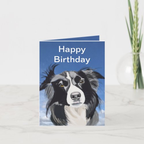 Black and White Collie Editable  Card