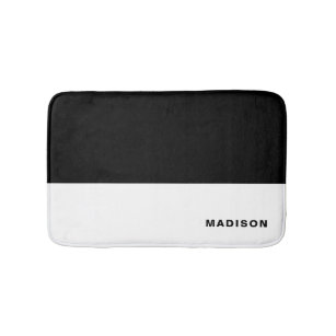 Black and White Color Block Personalized Bath Mat