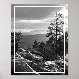 Black and White Colorado Mountain Scenery Poster