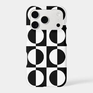 Black and White Colorblock Squares and Dots Iphone 18 Pro Case