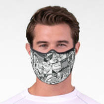 Black and White Comic Pattern Premium Face Mask