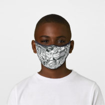 Black and White Comic Pattern Premium Face Mask