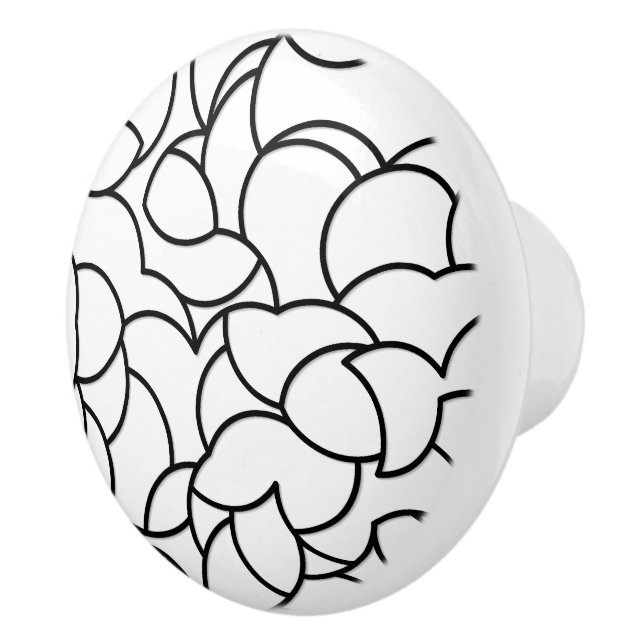 Black and White Comingled Abstract Ceramic Knob (Right)