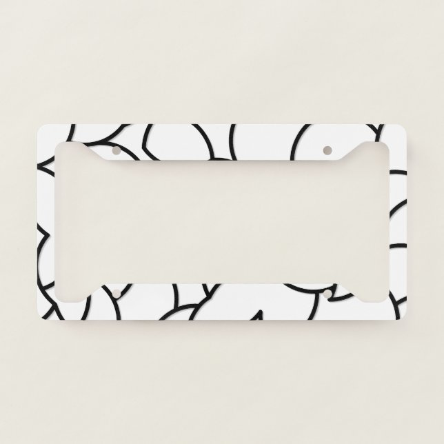 Black and White Comingled Abstract License Plate Frame (Front)