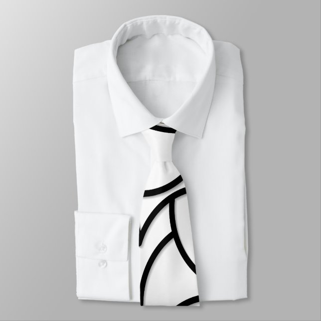 Black and White Comingled Abstract Neck Tie (Tied)