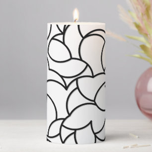 Black and White Comingled Abstract Pillar Candle